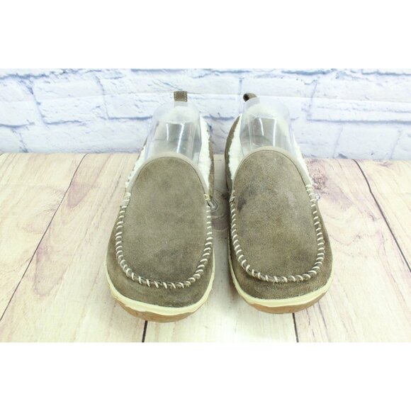 LL Bean Mountain Slippers Moccasin Suede Dark Cement Size 9 M - Picture 3 of 8